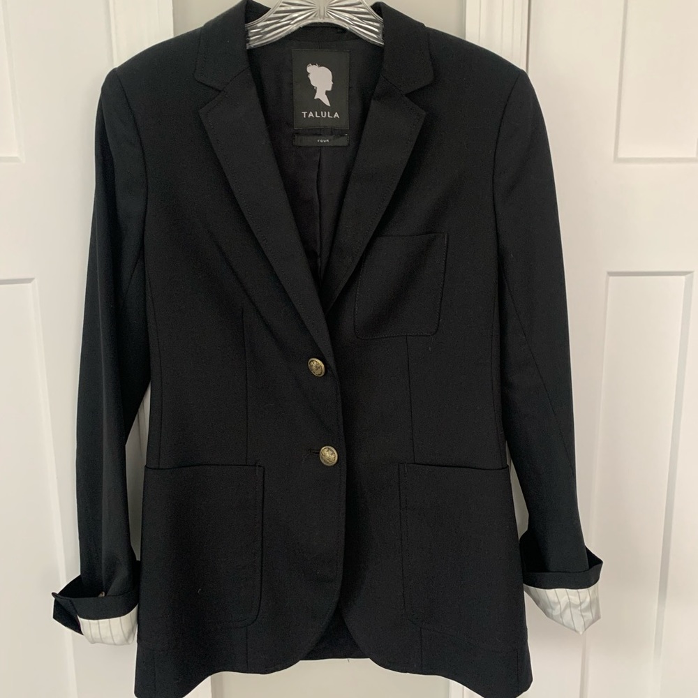 Talula black blazer with pinstripe lining